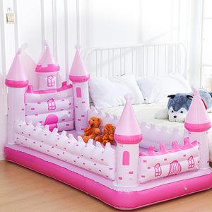 Lit de voyage gonflable pour enfants en forme de château rose pour les tout-petits, camping, maison, hôtel - Product Image 6
