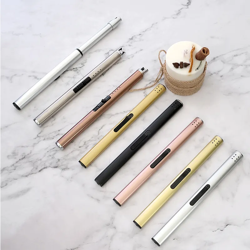 2022 luxury metal usb arc electric rechargeable candle lighter and candle accessories set custom with logo