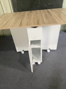 Bàn Ăn Gấp với giá lưu trữ và một ngăn kéo một cửa, bàn bếp di động có thể mở rộng bảng đa năng tiết kiệm không gian - Product Image 3