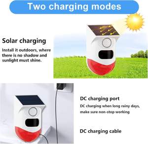 Alarme solaire sans fil 433MHZ avec détecteur de mouvement Sirène de sécurité extérieure 120dB Son fort Alarme solaire pour la faune sauvage - Product Image 2