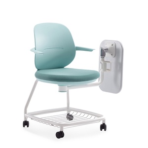 Comfortable Lumbar Support Movable Meeting Office Writing <b>Table</b> Folding Training <b>Chair</b> With Storage - Product Image 2