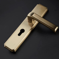 Poignée de porte et serrure en bois, ensemble de luxe moderne, en laiton massif doré, pour porte intérieure, pièces