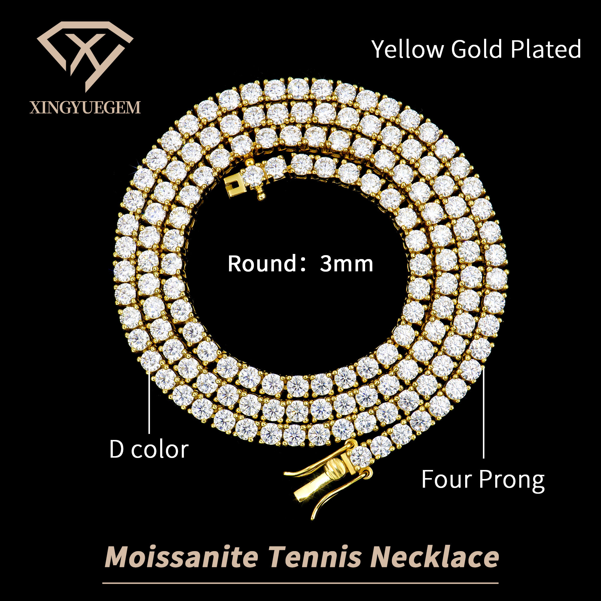 3mm Yellow Gold Plated