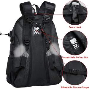 กระเป๋าเป้สะพายหลัง Ealer Lacrosse ขนาดใหญ่ สีดำ ทำจากโพลีเอสเตอร์ พร้อมช่องเก็บหมวกกันน็อคและลูกบอล สำหรับกีฬาฮอกกี้และฟุตบอล - Product Image 3