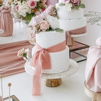 OKAY vente en gros 38MM largeur blanc à la main frange ruban de soie en mousseline de soie pour emballage cadeau Bouquets de mariée Invitations de mariage déco