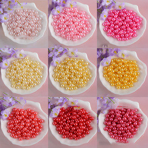 Perles en plastique ABS perforées, imitation perle colorée, haute brillance, polies à l'eau, pour la confection de sacs perlés DIY et de bijoux - Product Image 3