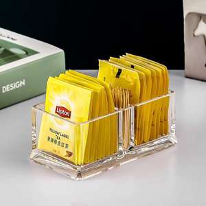 Acrylic Storage <b>Box</b> With Compartments For <b>Tea</b> Bags Napkins Desktop Organizer Rectangle Multi Purpose Office Sundries Holder - Product Image 5