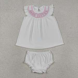 Ensemble de vêtements pour bébé fille, tunique à volants en dentelle, broderie florale, style smocké, vêtements pour bébé fille, tenue de bébé mignonne - Product Image 4