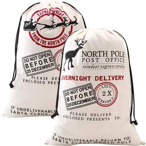 Sacchi regalo all'ingrosso personalizzati in tela di <span class=keywords><strong>Natale</strong></span> gigante <span class=keywords><strong>per</strong></span> decorazioni natalizie - Product Image 1