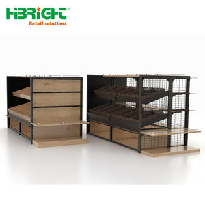 Customized Luxury Double-Sided Wooden Supermarket <b>Shelf</b> <b>Heavy</b> <b>Duty</b> Metallic Grocery Gondola Rack - Product Image 5