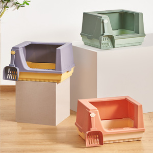 Brenda High Coverage Sticker <b>Cat</b> Litter <b>Box</b> Semi Enclosed Splash Proof Rectangle 39x29.5x23cm For <b>Cats</b> - Product Image 1