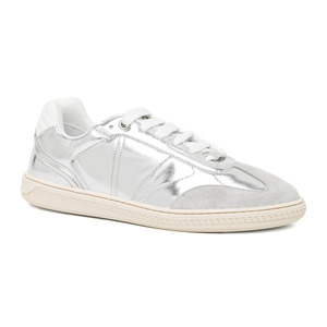 Sneakers Casual Retrò da Uomo in Camoscio Metallizzato Argento con Suola Bianca Piatta e Lacci, Scarpe da Passeggio alla Moda Zapatillas OEM - Product Image 2