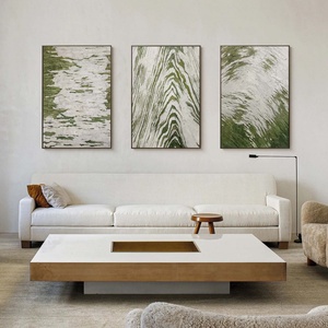 Grande toile d'art murale 3D abstraite verte et grise, décoration d'intérieur, peinture artisanale de luxe, art mural pour la maison - Product Image 6