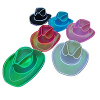 Cappello da Cowboy/Cowgirl GLG577 per Adulti, per Halloween, Natale, Feste, EDC, Cosplay, Costume con Luci LED Colorate