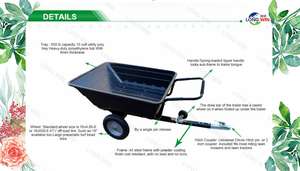 Chariot de jardin avec <span class=keywords><strong>benne</strong></span> <span class=keywords><strong>basculante</strong></span> à dégagement rapide, remorque pour VTT/UTV, bac de chargement en plastique, brouette de chantier - Product Image 4