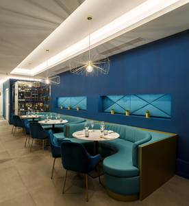 Sillas de estilo moderno para restaurantes y cafeterías, color azul, semicircular, modular, <span class=keywords><strong>vip</strong></span>, para restaurante - Product Image 2