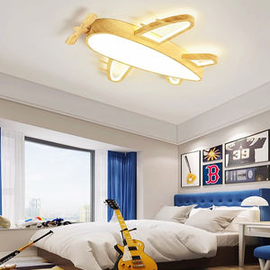 Plafonnier en forme d'avion en bois pour chambre d'enfant 44W 86W 48cm 66cm Luminaire domestique LED Protection des yeux Lumière de chambre à coucher - Product Image 2