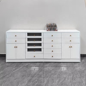 White Nordic Nail Polish Display Cabinet with Drawers Floor Storage Showcase for Nail Salon Beauty Shop - Product Image 4