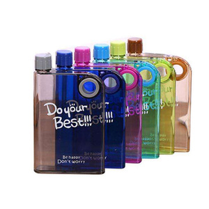 Grosir murah A5 cincin Memo Notebook botol air datar bebas BPA kustom Logo portabel ramping persegi perlengkapan minum plastik Promosi - Product Image 1