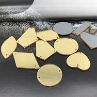 Mode dos plat acrylique or couleur miroir coudre sur strass avec trous pour vêtements de danse