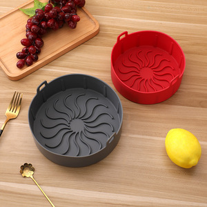 Silicone Air Fryer Bowl Double Handle Non Stick Reusable Baking Utensil Oven Safe Gray 2023Y - Product Image 2