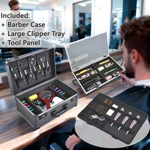Large Barber Tool Case with Combo <b>Locks</b> Detachable Trays for Clippers Trimmers & Shears Professional Barber <b>Suitcase</b> Briefcase - Product Image 3