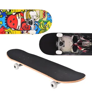 Skateboard professionnel, double tir pour débutant, 31 pouces, 9 couches en érable, complet, avec roues en PU résistantes aux chocs