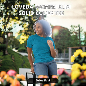 T-shirt tricoté Loveda pour femme, prix de gros, haut de gamme, couleur unie, respirant, coupe ajustée, manches courtes - Product Image 2