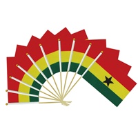 Drapeau Ghana à agiter à la main 14x21 cm, imprimé sur mesure, avec bâton, pour événements africains, vente en gros, direct usine