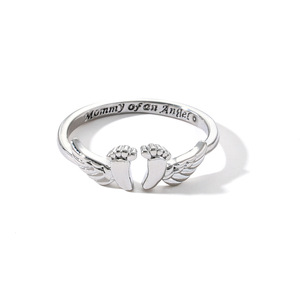<span class=keywords><strong>Anillo</strong></span> de Mamá Ángel, Oro y Cobre, Elegante, Grabado con Huellas de Bebé, Corazón Romántico, Anillos Abiertos de Doble Capa para Mujer, Fiesta, Día de la Madre - Product Image 5