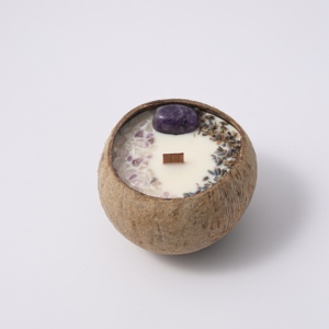 Toptan el yapımı doğal kristaller ile hindistan cevizi kasesi gem kuru çiçek kokulu aroma mum - Product Image 6