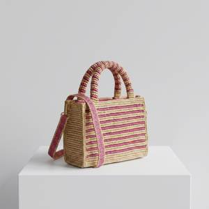 Sac fourre-tout unisexe élégant et écologique en crochet rayé avec fermeture éclair, poignée vert-beige, style bandoulière pour usage quotidien - Product Image 6