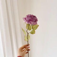 Rose artificielle en soie, toucher réel, faite à la main, tige unique, moderne, en promotion, bouquet de fleurs pour mariage, Pâques, fête, décoration intérieure