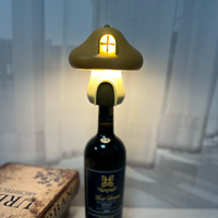 Lampe de table sans fil rechargeable en résine Mushroom House, à commande tactile, intensité réglable, peinte à la main, veilleuse LED artistique créative