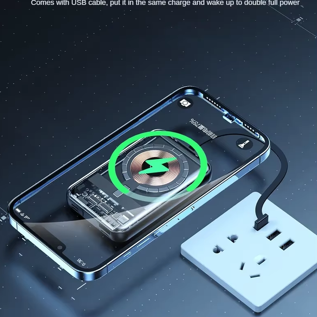 Wireless Portable Charger 10000mAh Magnetic Power Bank PD 20W Mag Battery Pack with Built in Cable