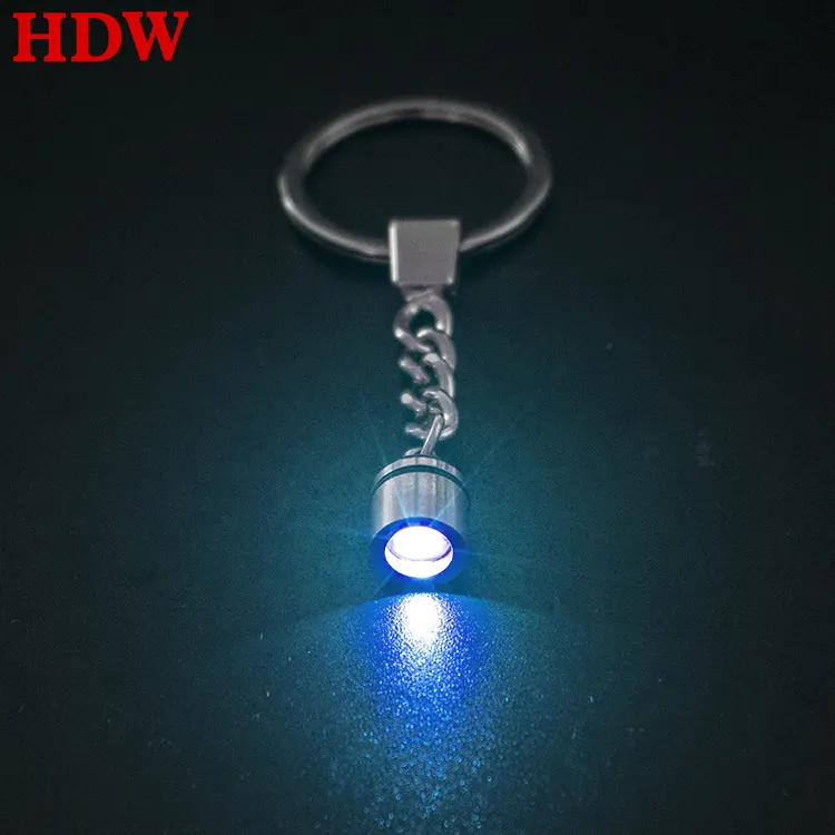 Giá Rẻ Bán Buôn Đầy Màu Sắc Thay Đổi Đèn LED Pha Lê Keychain Tùy Chỉnh 3D Logo Laser Led Đèn Pin Keychain