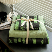 Ensemble de couvre-lit de style européen, housse de couette 100% coton, imprimé réactif, vert, couvre-lit 4 pièces, ensemble de draps, literie de chambre à coucher