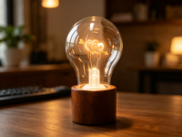 Ampoule LED créative A70 en forme de globe, avec batterie rechargeable intégrée, intensité réglable, DC5V 300mAh, chargement TYP-C, culot E40, en plastique