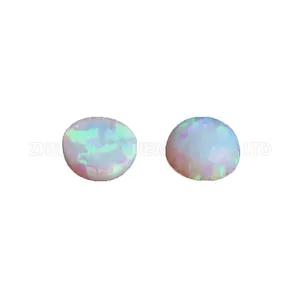 Round Cabochon Gemstone White Purple Loose Beads Synthetic Lab Created OP16 Opal Flash Stone 1.5mm 10mm