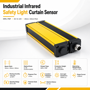 NPN PNP 12-24V DC 20mm/40mm Pitch Area Protection Device Industrial Infrared Grating Barrier Safety <b>Light</b> <b>Curtain</b> Sensor - Product Image 3