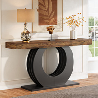 Table Console Canapé en Bois, Table d'Entrée Ferme Industrielle Rustique de 63 Pouces, Console Étroite et Longue pour Derrière le Canapé