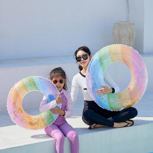 Flotador Inflable con Lentejuelas de Arcoíris, Unisex, para Piscina y Parque Acuático, Material de PVC Ecológico - Product Image 1