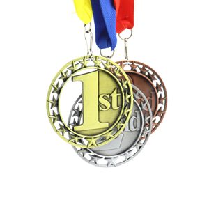 Médaille vierge en métal personnalisée 1 2 3 places Médaille d'honneur or argent bronze Médailles sportives avec ruban - Product Image 2