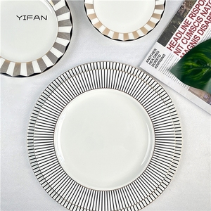 Service de vaisselle en porcelaine fine (Bone China) à motifs géométriques modernes pour assiettes de dîner - Product Image 3