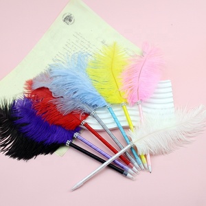 Nouveau stylo à bille plume d'<span class=keywords><strong>autruche</strong></span> créatif métal joli stylo de mariage jour de l'enseignant fête de noël cadeau stylo à plume - Product Image 2