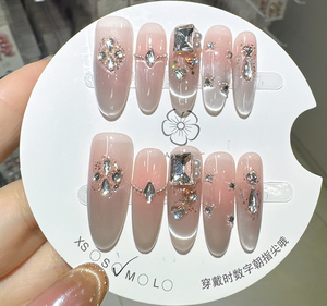 Ensemble de <span class=keywords><strong>faux</strong></span> <span class=keywords><strong>ongles</strong></span> à la mode pour femmes élégantes pointes de presse élevées conception oblongue mixte réutilisable pour l'application des doigts - Product Image 2