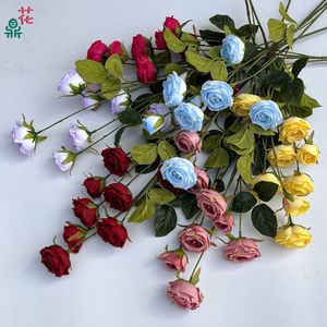 Fleur artificielle en soie Hua Ding Royal Rose à 8 têtes, tige unique, pour décoration de mariage et accessoires de photographie - Product Image 1