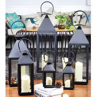 Lanterne décorative extérieure européenne en métal noir Antique pour la maison
