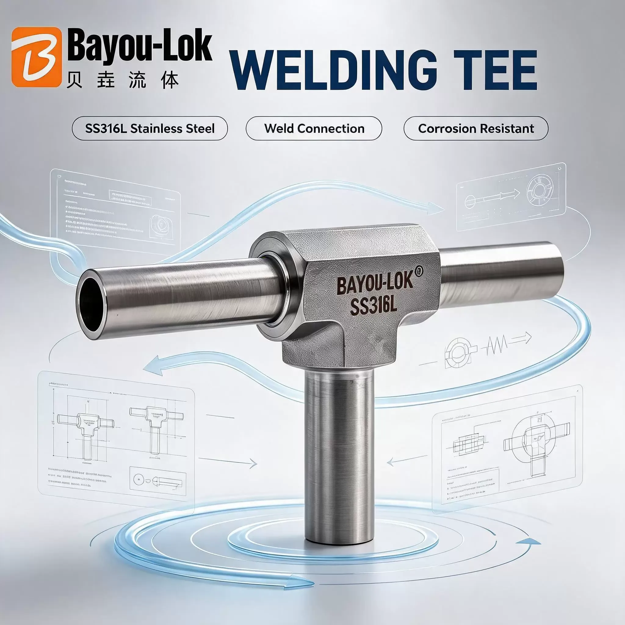Valve Fitting SS316 Pipe Fitting, 3/8 Inch, 3-way Reducing Welded Tee Stainless Steel Pipe Fitting · image 3