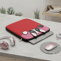 Housse pour ordinateur portable en PU moderne et simple avec applique Bouledogue Français, motif color block rouge, étanche, durable, écologique, portable, pour le travail